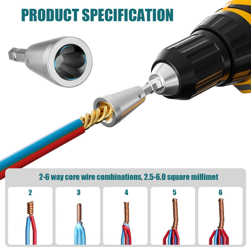 2PCS Wire Twister Tool for Drill, Wire Nut Twister for Electrical Power Drill, 6mm Hex Shank Cable Wire Twisting Tool Wire Twister Wire Connector for 9-22 AWG