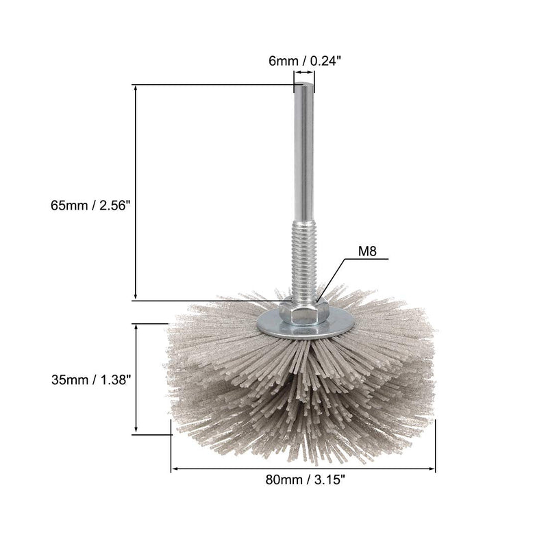uxcell Nylon Wheel Brush 240 Grits Abrasive Grinding Head with 6mm Threaded Shank 2 Pcs 240 Grit