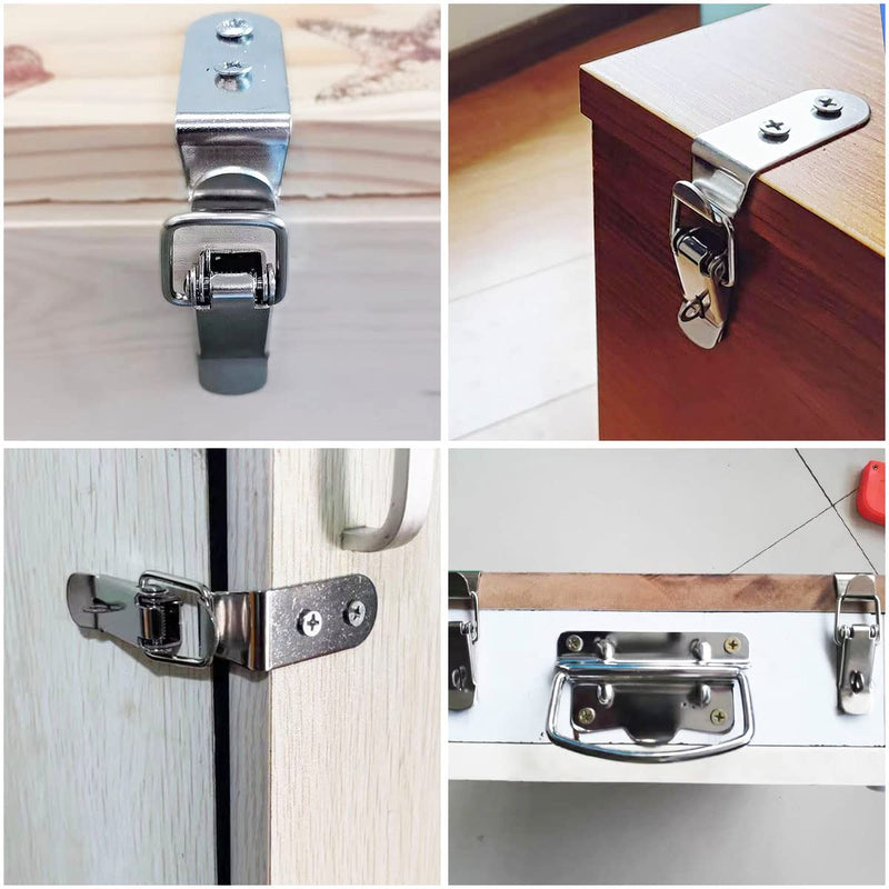 4PCS Stainless Steel 90-Degree Tool Box Hood Locks Latches, Tool Box Hasps, Cabinet Trunk Trailer Tool Box Door Hood Locks Latches, Closet Case Box Chest Barn Crate Hasps Latches