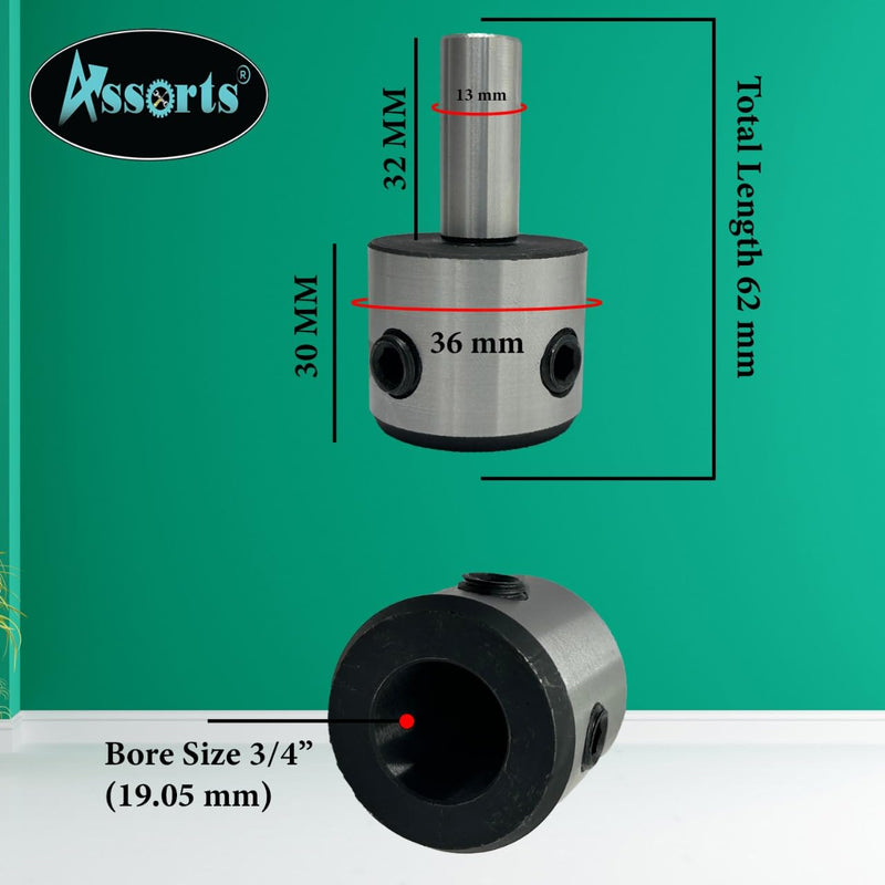 Annular Cutter 1/2" Shank (13 mm) Tool Steel Holder (Hard & Ground) with Lock Screw- Accepts/Suit 19 mm Shank rota broaches (OAL - 62 mm) 13MM SHANK