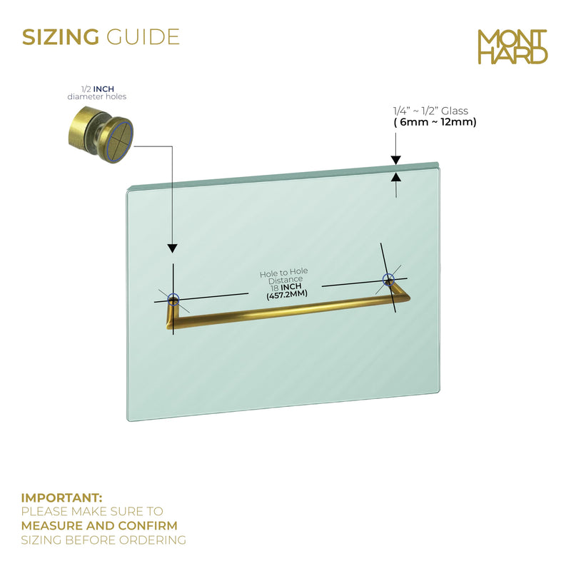 18-Inch Center-to-Center Satin Brass Shower Door Towel Bar