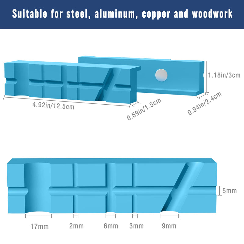 5 Inch Magnetic Vise Jaw Pads Covers, 1 Pair Retention Vice Jaw Pads Universal Jaw Covers with Multiple Angle Grooves Design, Vice Soft Jaws for Woodworking, Jewelry Making, Plumbing 5inch