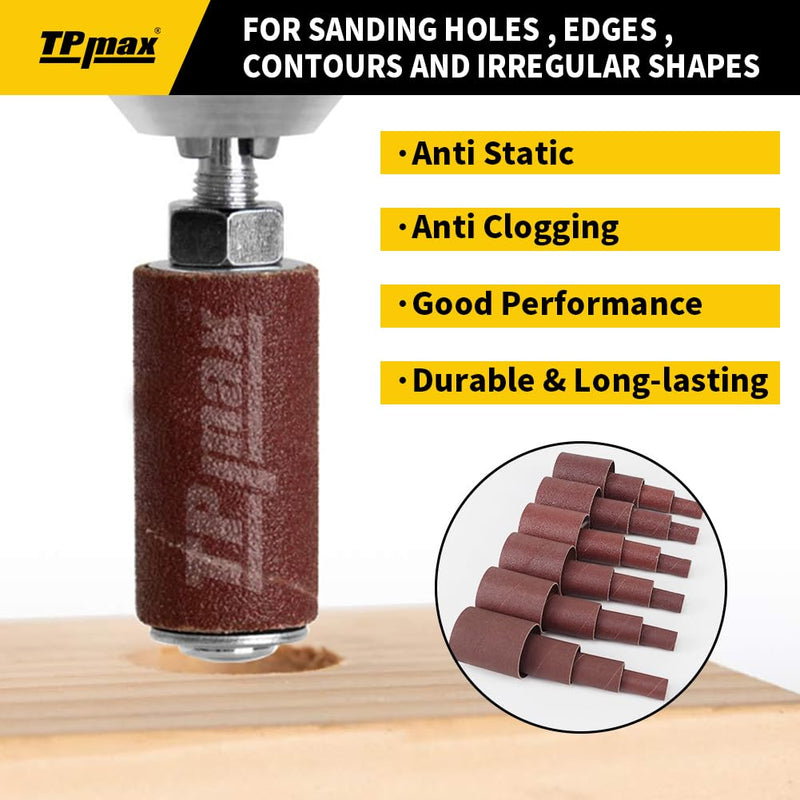 24-Pack Assorted Grit Spindle Sanding Sleeves - 2-Inch Length - Various Diameters of 1/2 in, 3/4 in, 1 in, and 1-1/2 inches 60/80/120/150/240/400 Grit(24 pk)