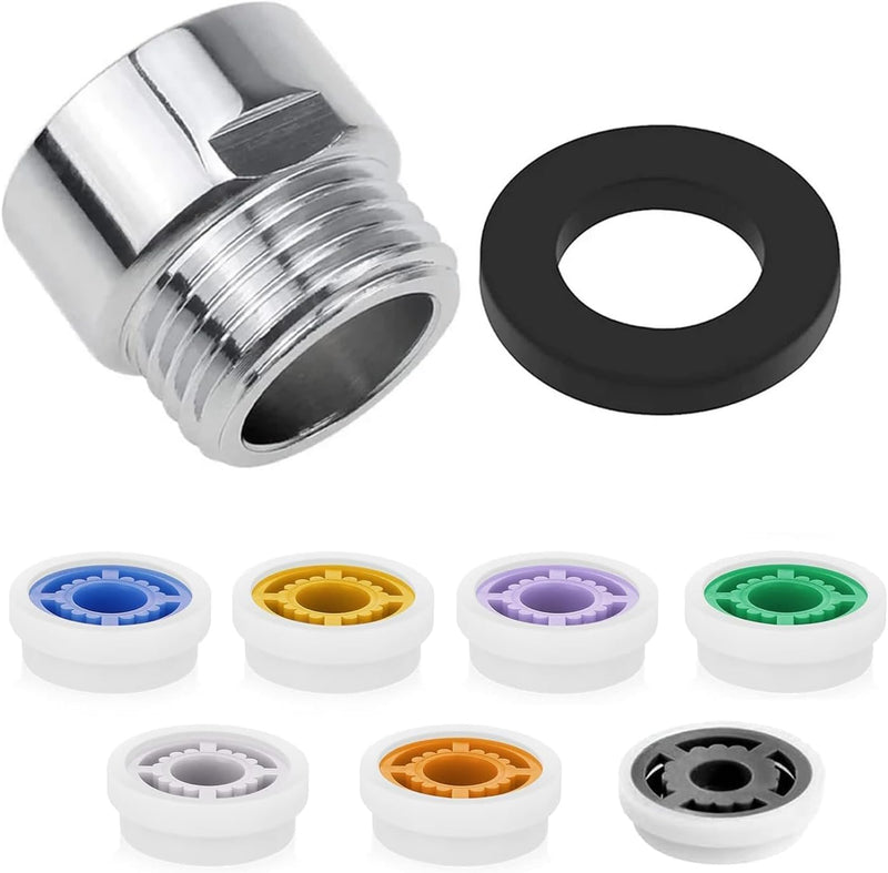2 Sets 7 Shower Flow Reducer Limiter Set, Water Flow Saver Adapter 1/2 Inch Flow Restrictor, Control Valve for Fixed Shower Head Handheld Shower 1.2/1.5/1.8/2/ 2.2/2.5 GPM