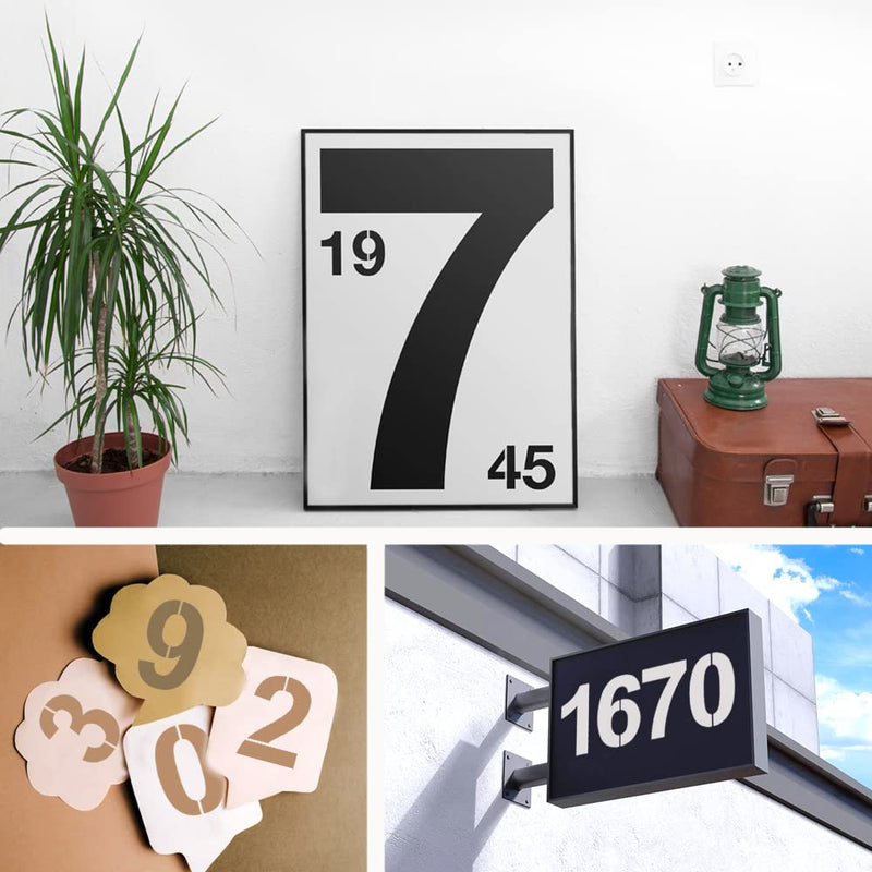 8 Inch Large Number Stencils Kit 0-9 Address Number Stencil Set Reusable Plastic Number Painting Templates Stencils for Address Number Mailbox Signs Road Parking Lot Door Trucks Painting Stencils 8 Inch