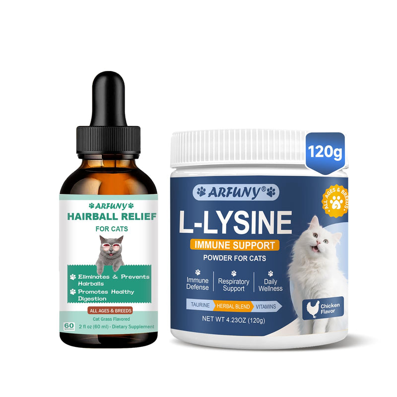 Hairball Treatment for Cats - Cat Hairball Remedy - with Natural Ingredients & Vitamins & Lysine for Cats - Support Immune System, Respiratory, Eye Health