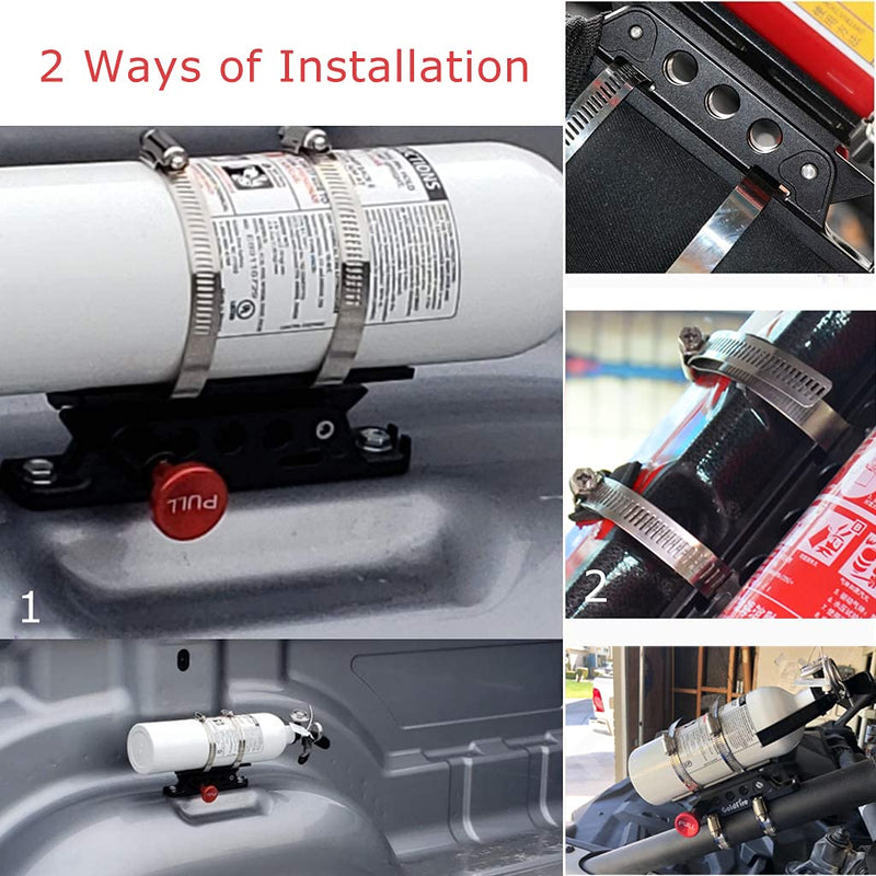Quick Release Fire Extinguisher Mount Bracket Holder Aluminum Roll Bar Mount Bottle Holder Adjustable for Jeep Wrangler TJ JK JL JKU UTV Polaris RZR Ranger (Black) Black