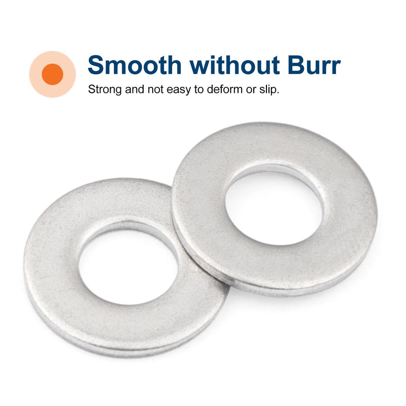 1/4'' Flat Washers OD 5/8'' 304 Stainless Steel Washers SAE Metal Washers,Pack of 200 1/4''