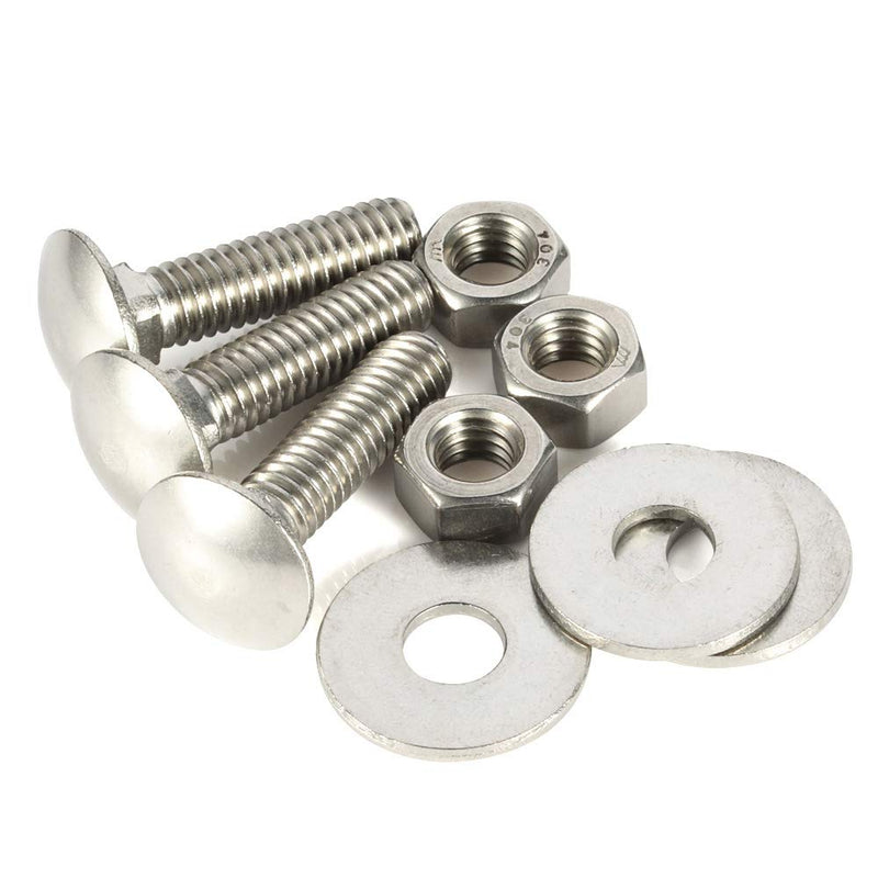 5/16-18 x 1-1/4" Carriage Bolts and Nuts Kit, Round Head Square Neck Screws, Stainless Steel 18-8 (304), 10 Sets 5/16-18 x 1-1/4"