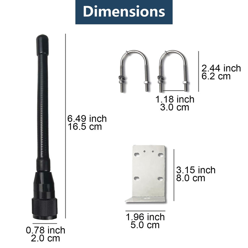 Marine VHF Radio Antenna Low-Profile 156-163MHz with 16ft RG58 Low-Loss Coaxial Cable & PL259 Connector for Boat Sailboat Yacht Waterproof