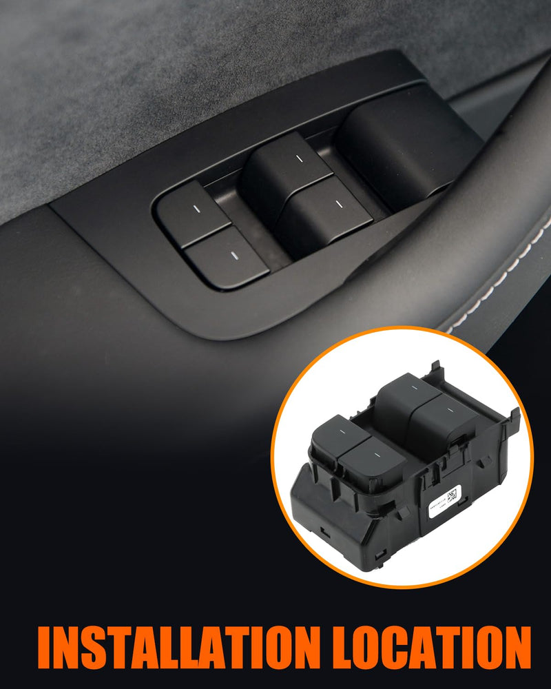 KKTR-CAR Window Switch, Push Button, Black, Manual, Compatible with Tesla Model 3 2017-2023 Model Y 2019-2025, OEM 108103702G LEFT
