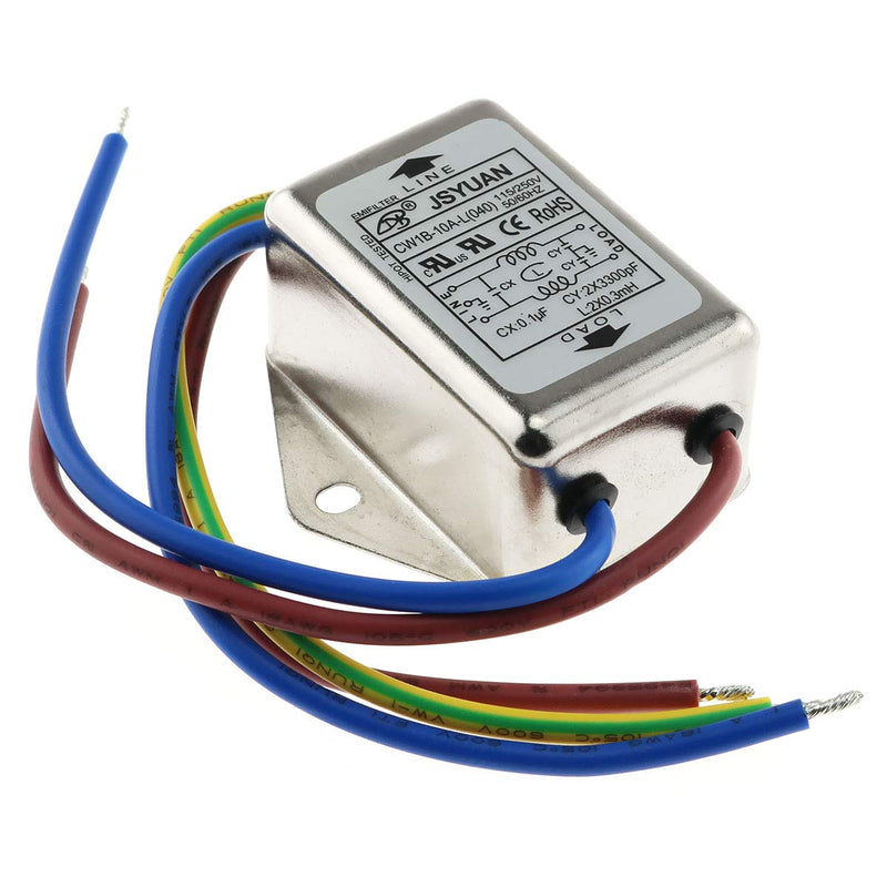 E-outstanding EMI Filter 115/250VAC 10A Suppressor Power Noise Filter With Wire