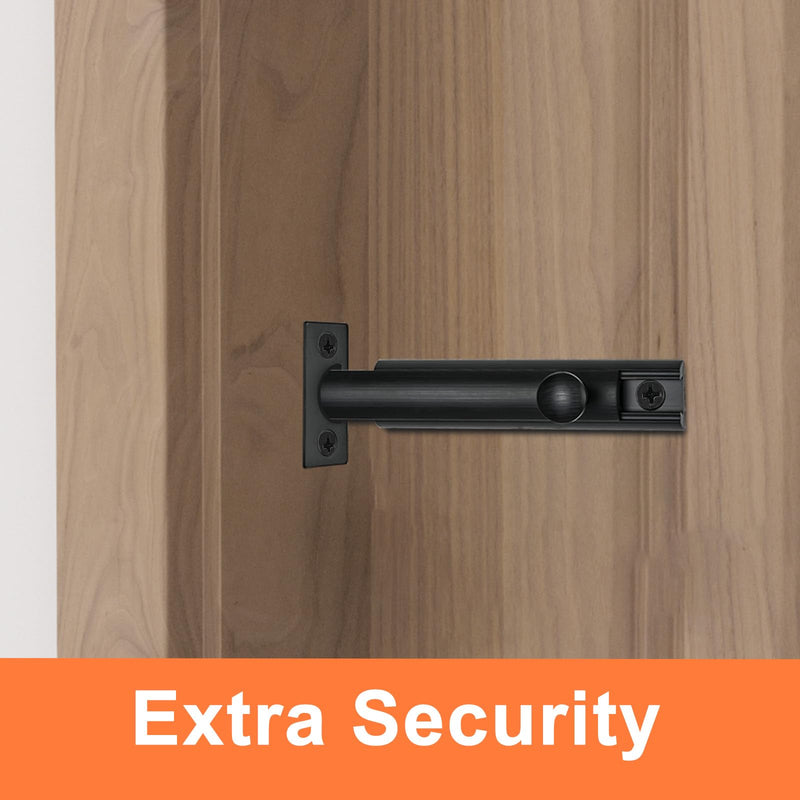 Solid Brass Surface Bolt 3 Inch, Heavy Duty Concealed Slide Surface Door Bolt, Black Black-1 Pack
