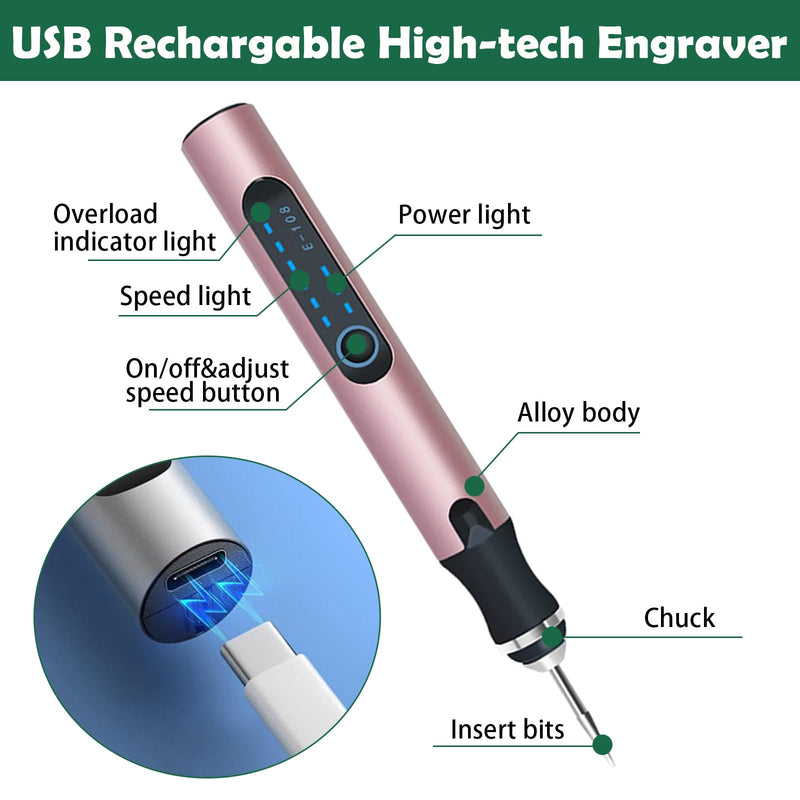 Professional Engraving Pen, Suitable for Metal, Wood, Glass and Plastic, Customizer Engraving Pen Made for DIYers and Gifters, Customized Engraving Pen Set(Rose, Set C) Rose