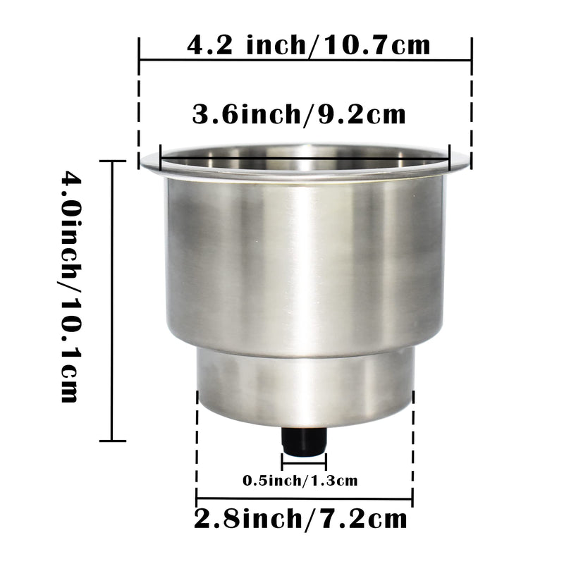 4pcs Stainless Steel Cup Drink Holder with Drain for Marine Boat RV Camper