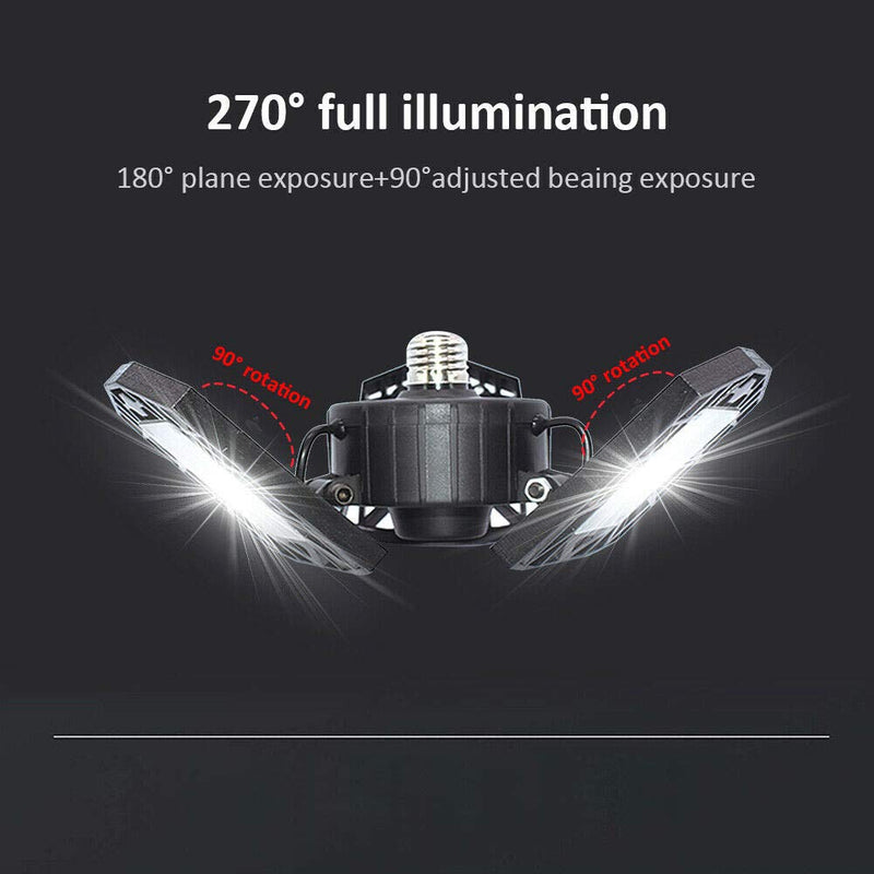 LED Garage Light - 6000 Lumen 6500K Daylight 60W, Three Leaf Led Garage Ceiling Lights 60W 1-Pack