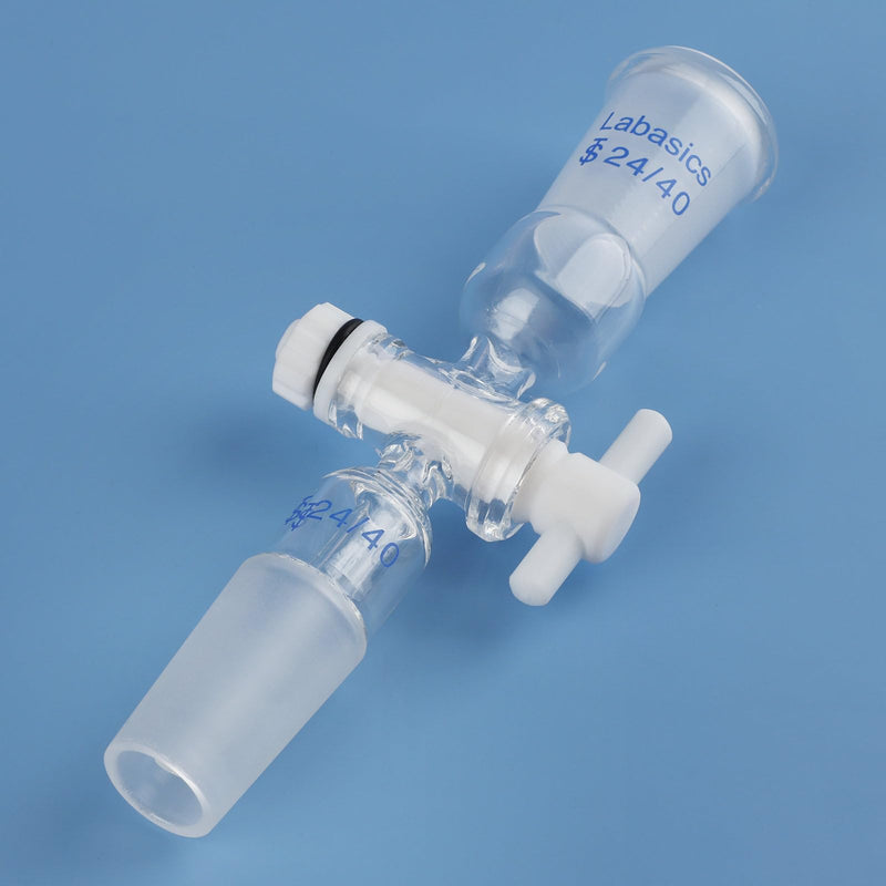 Labasics Vacuum Flow Control Adapter, Borosilicate Glass with PTFE Stopcock, Dual 24/40 Joints for Laboratory Distillation and Gas Control, Chemical Resistant Adapter for Precise Flow Regulation 24/40 Joint