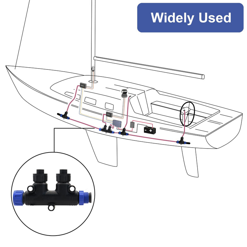 NMEA 2000 T-Connector Compatible with Garmin Lowrance Simrad B&G & Navico Networks,NMEA 2000 (N2k) (Tee) T-Connector 2-Port
