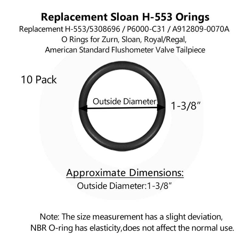 10 Pack O-Ring Replacement H-553/5308696/ A912809-0070A / P6000-C31 Orings for Royal/Regal,Sloan, American Standard Flushometer Valve Tailpiece (H-553 10 Pack) H-553 10 Pack