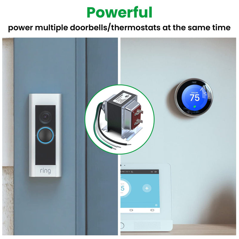 Doorbell Transformer 24V 40VA for Ring Video Doorbells, Hardwired Door Chime Transformer Power Supply, Compatible with Ring, Nest Hello, Wyze and Eufy Video Doorbells