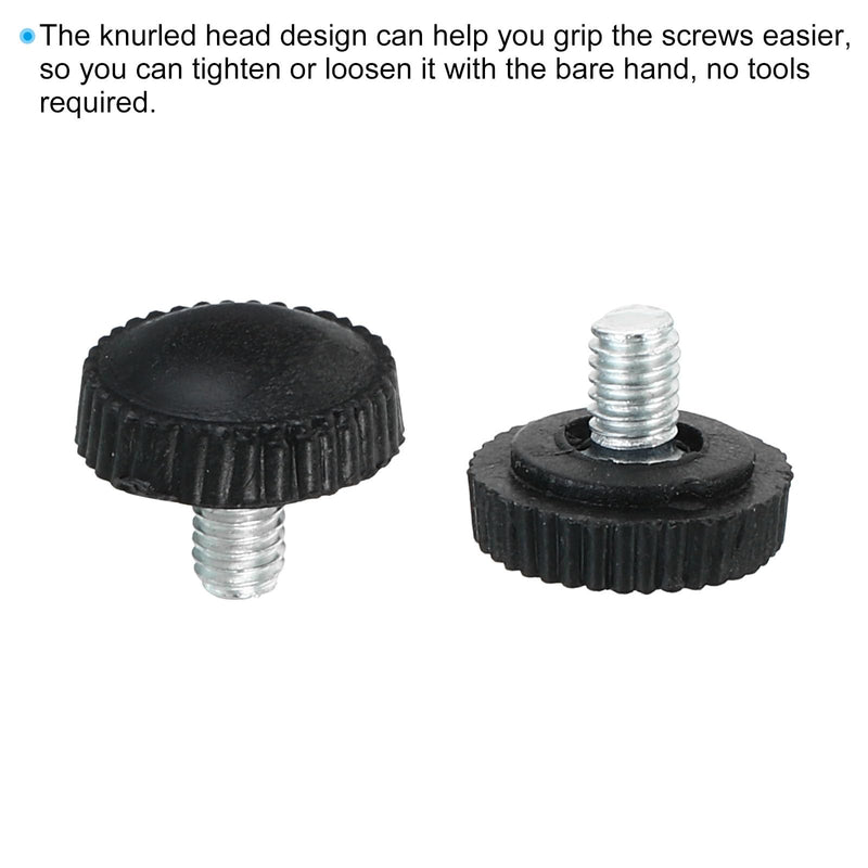 PATIKIL M4x6mm Knurled Thumb Screws, 20 Pack Male Thread Round Clamping Screws Knobs Hand Grip Bolts Mounting Fasteners for Lighting Furniture Hardware Black