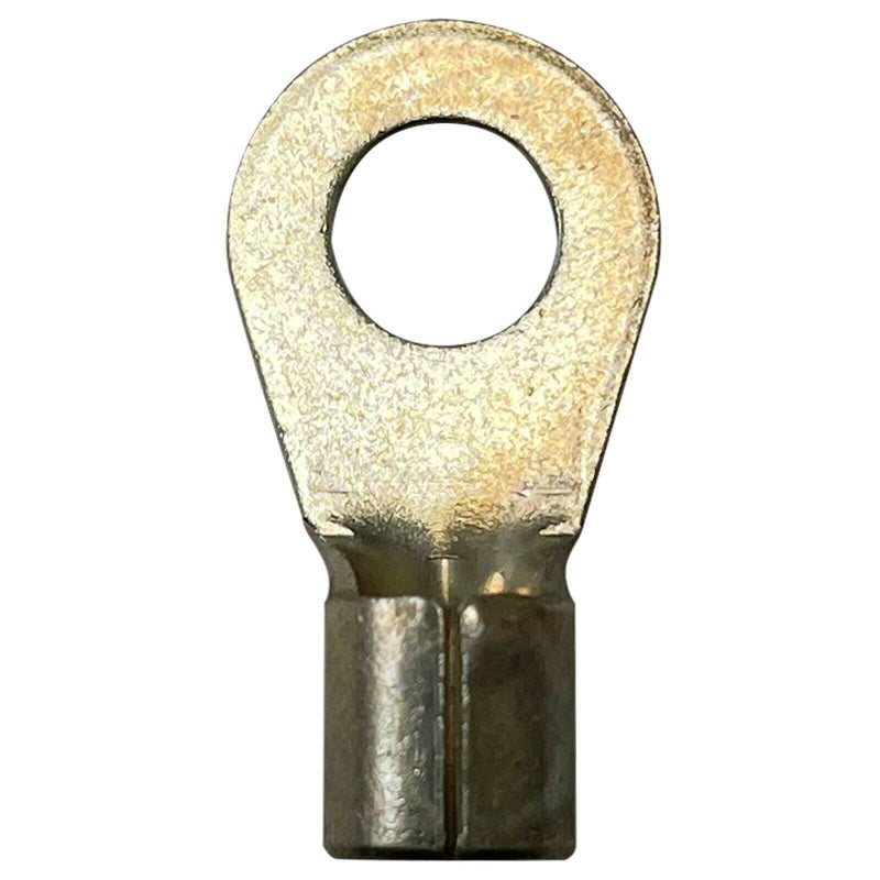 100 Pcs Non-Insulated 6 AWG Gauge Ring Connector - 5/16" Stud Wire Terminal - Pure Copper & V-Grooves Serrations for Strong Crimps & Corrosion Resistance - Made in USA with All-American Materials 100