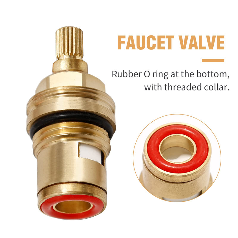 Ceramic Stem G1/2" BSP Thread 20-Tooth Spline Ceramic Disc Cartridge Hot and Cold Stem for Standard Faucets Bathroom Kitchen, Lead Free