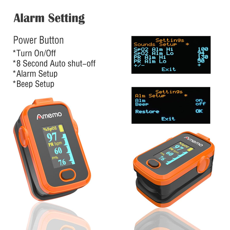 Pulse Oximeter,OLED Display Oxygen Monitor Fingertip,Blood Oxygen Saturation Monitor(SpO2) with Carrying Case,Silicone Cover (Orange) Orange