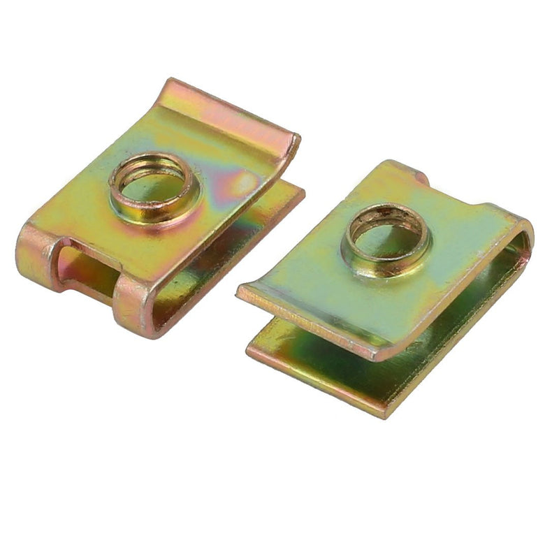 uxcell 25pcs Spring Steel Speed Fastener U Nut Brass Tone for M5 Screw Bolt