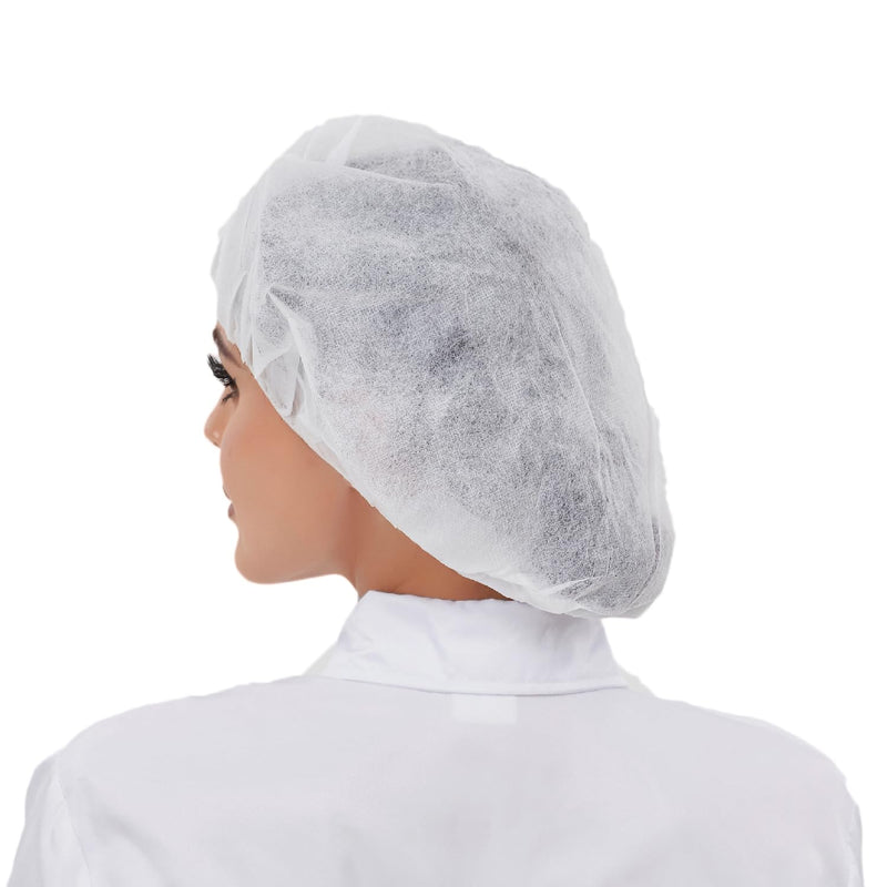 Hair Nets Disposable Bouffant Caps for Food Service Beauty Home Cleaning Extra Large White and Black 24 Inch_100 PCS
