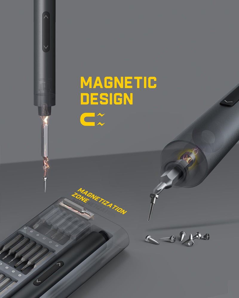 Fanttik E1 Pro 3.7V Mini Electric Screwdriver, Precision Screwdriver Set with 24 Magnetic Bits, Max. 3 N.m, Magnetic Storage, 5/32''Hex, Repair Tool Set for Phone Camera Laptop Watch