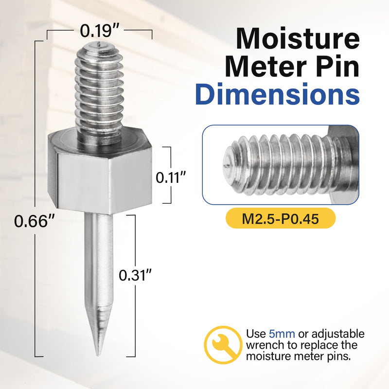 Moisture Meter PIN3 Pins Replacement for General Tools MMD4E, RHMG650 & RHMG700DL Moisture Meter - Set of 6 Pins