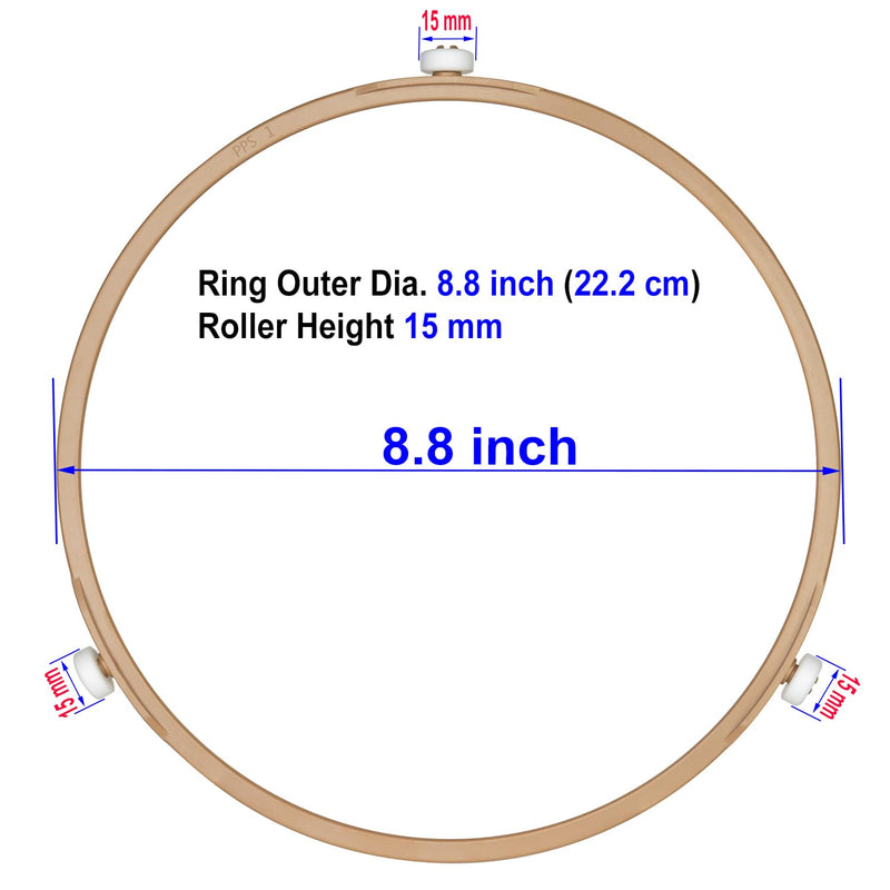 8.8" Microwave Turntable Ring with 15 mm Rollers, Microwave Oven Tray Support, Glass Plate Rotating Roller Ring, Ring Outer Diameter 8.8 inches (22.2 cm), Roller Height 15 mm