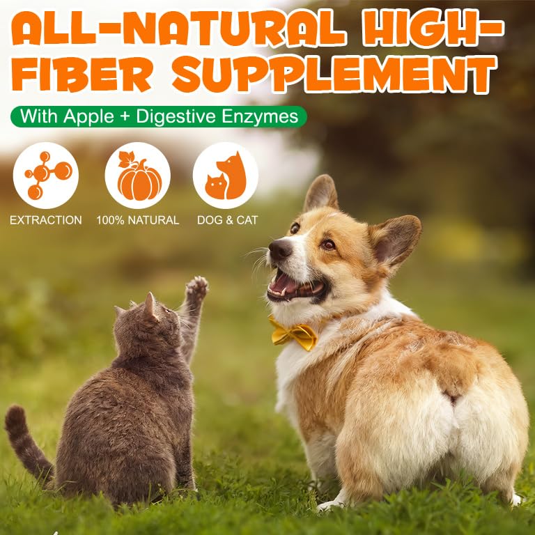 Pumpkin for Dogs & Cats,Fiber Supplement with Apple, Sweet Potato & Enzymes,Supports Digestion Health,Stool & Gut Health,Add Water to Make Pumpkin Puree for Dogs
