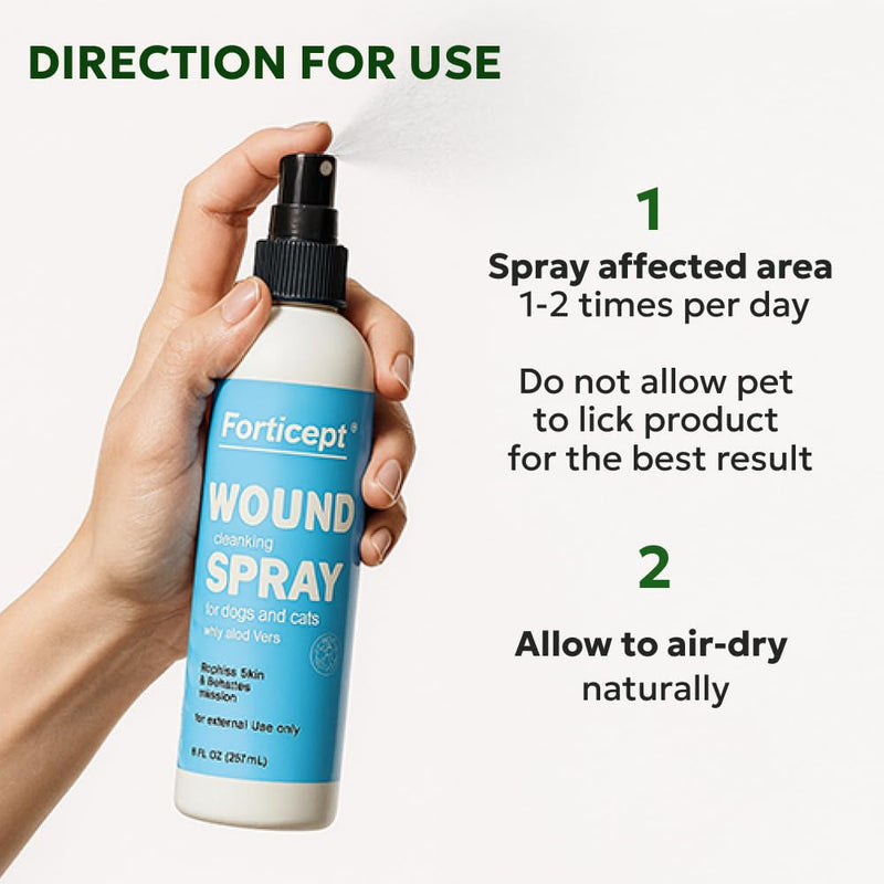 Forticept Hot Spot & Wound Care Kit, Itch Relief Spray for Dogs and Cats 8 oz + Promote Healing Wound Hydrogel 4 oz. + Self-Adhesive Wrap, First Aid for Dogs and Cats