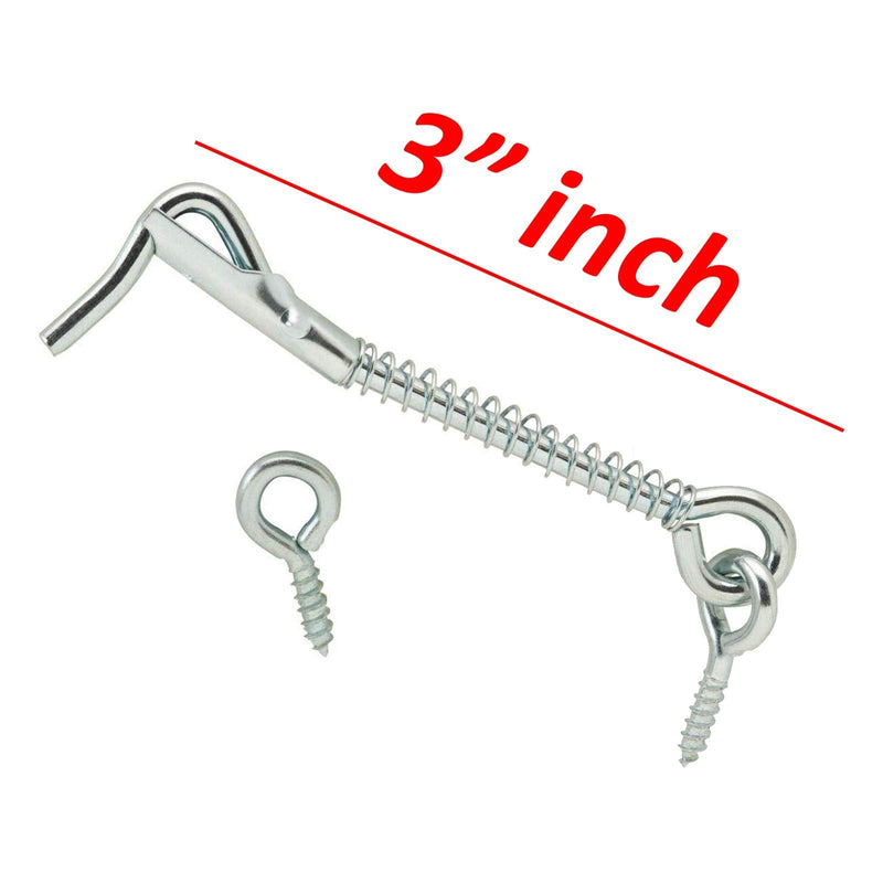 Zinc Plated Wire Gate Hook and Eye Latch with Spring Lock (Pack of 4)