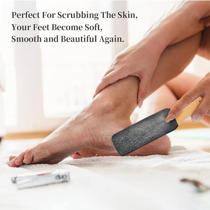 Pumice Foot Rasp 2 Pack Dead Skin Remover with Wooden Handle Pedicure Foot Scrubber Exfoliating Dry Rough Corn Husk Scraper - NewNest Australia