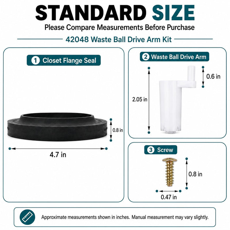 42048 Waste Ball Drive Arm Kit Compatible with Thetford Aqua Magic Style Lite, Style II & Style Plus RV Toilets, RV Toilet Repair Kit with Closet Flange Seal & Screw 42048 Waste Ball Drive Arm Kit 1