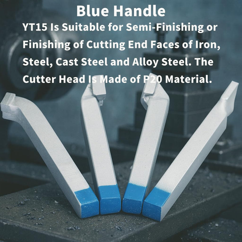 10PCS 3/8" Welding Carbide Lathe Tool Set, YT15 Brazed Carbide Tip Turning Tools for Metal, Steel and Cast Steel, 10mm Lathe Cutter Set for Metalworking, External & Internal Turning, Threading,Parting 3/8" 10-Piece Set