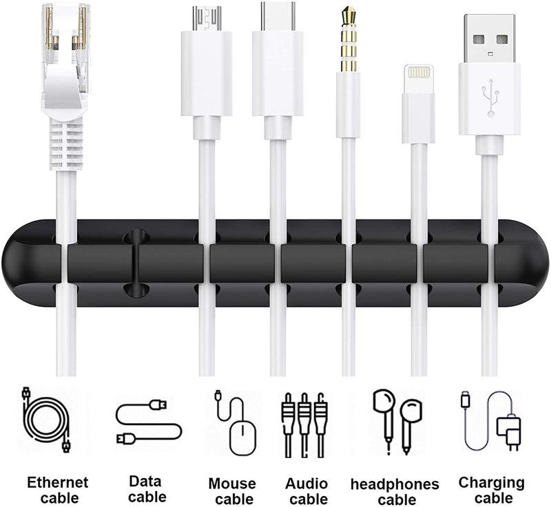 SOULWIT Cable Holder Clips, 3-Pack Cable Management Cord Organizer Clips Self Adhesive for Desktop USB Charging Cable Nightstand Power Cord Mouse Cable Wire PC Office Home 753-Slot 753-Slot-Black