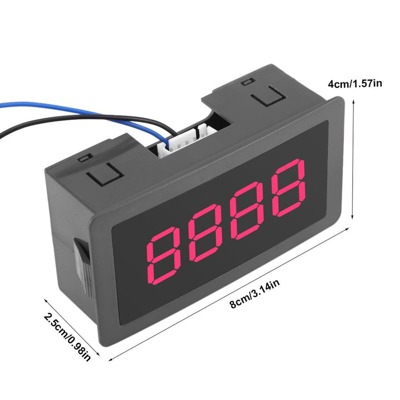 DC 8-24V Digit Counter, 4 Digit LED Digital Display 0-9999 Up/Down Plus/Minus Panel Counter Meter with Cable (Red) Red