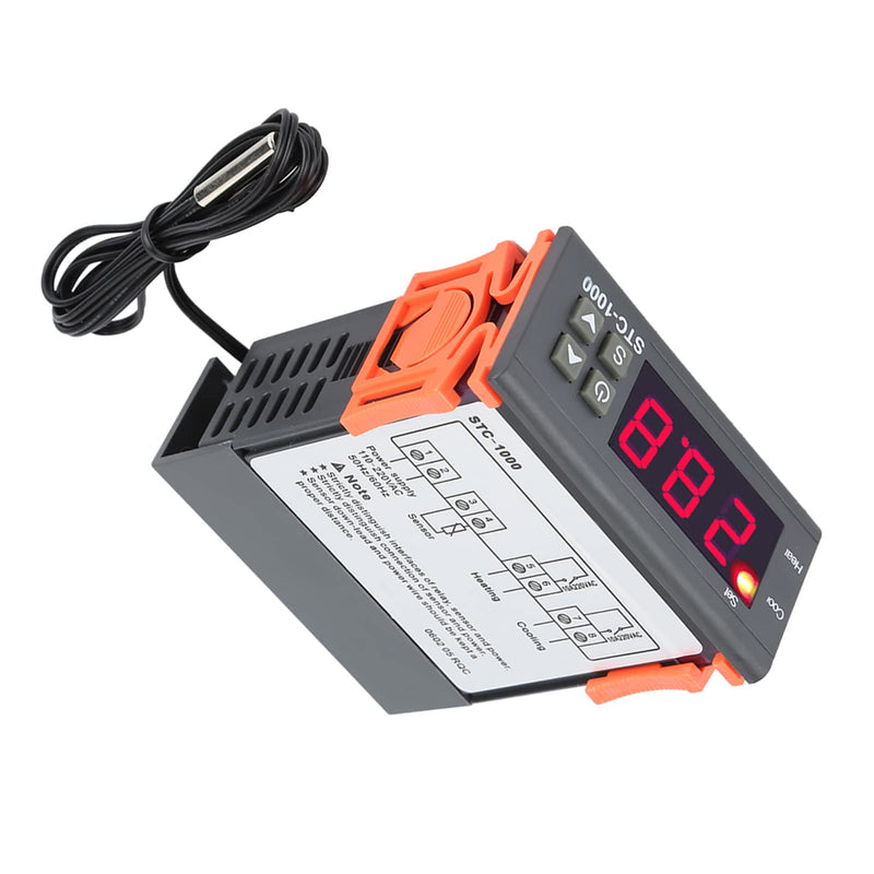Digital Thermostat, Digital Temperature Controller with Sensor, STC-1000 Temp Sensor Electric Thermostat Control 110-220V for Incubator Brooder Refrigerator Fermenter Greenhouse Reptile