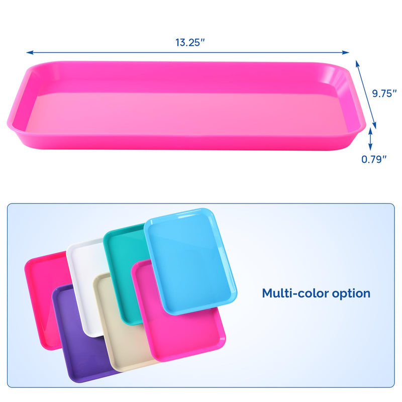 JMU Pink Dental Trays Autoclavable Plastic Instruments Trays Procedure Flat Trays 13.25" X 9.75", Size B 13.25" X 9.75" 1
