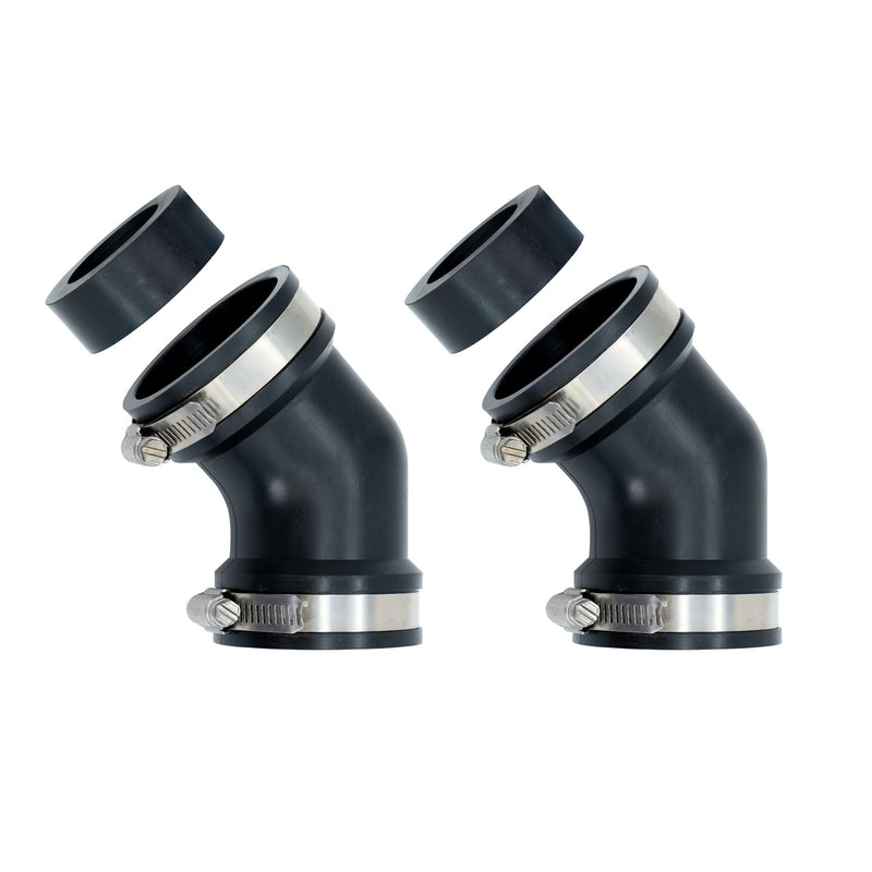 Fernco 2-Pack Qwik Ell 1.5 in. Hub 45-Degree Flexible PVC Elbow Fitting Includes Optional 1.25 in. Reducer Bushing