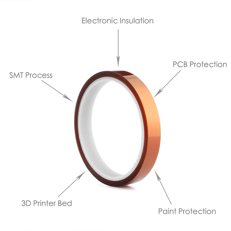 Gdrtwwh High Temp Tape,Polyimide High Resistant Tape Kapton Tape High Temperature Tape with Silicone Adhesive for Masking,Soldering,Electrical, etc(1 Roll x 2 inches) 1 Roll X 2 inches