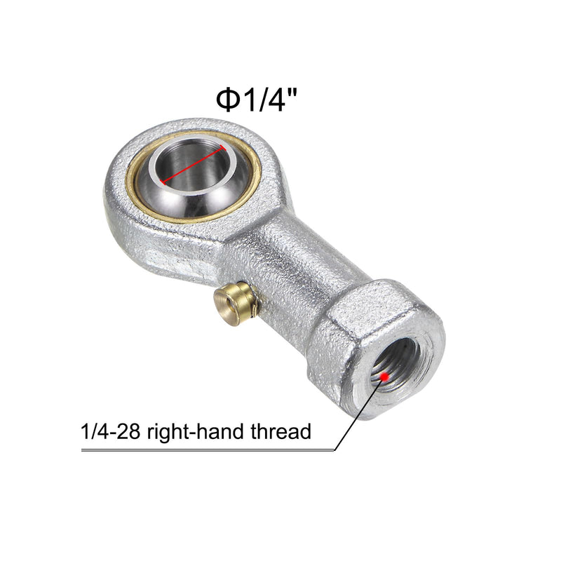 uxcell 4pcs PHSB4 Female Rod End Bearing 1/4 Inch Bore and 1/4-28 Right Hand Thread, Self-Lubricating Joint Rod Ends, Includes Jam Nuts