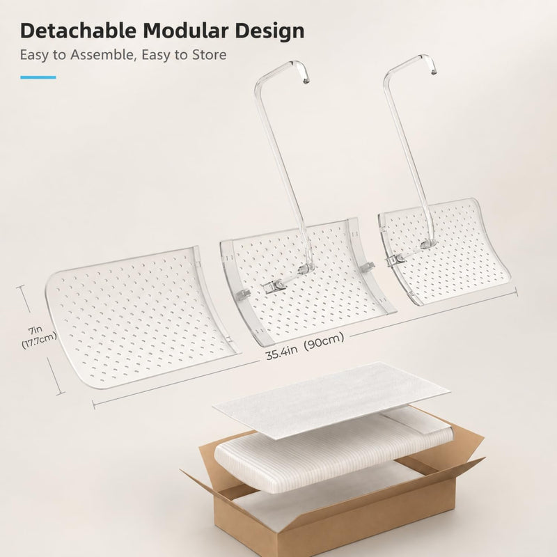 Air Conditioner Deflector, Mini Split Air Deflector Adjustable Anti Direct Blowing, No Drill AC Deflector ABS for 28-40in Wall Mounted Air Conditioner Bedroom Office Home Clear