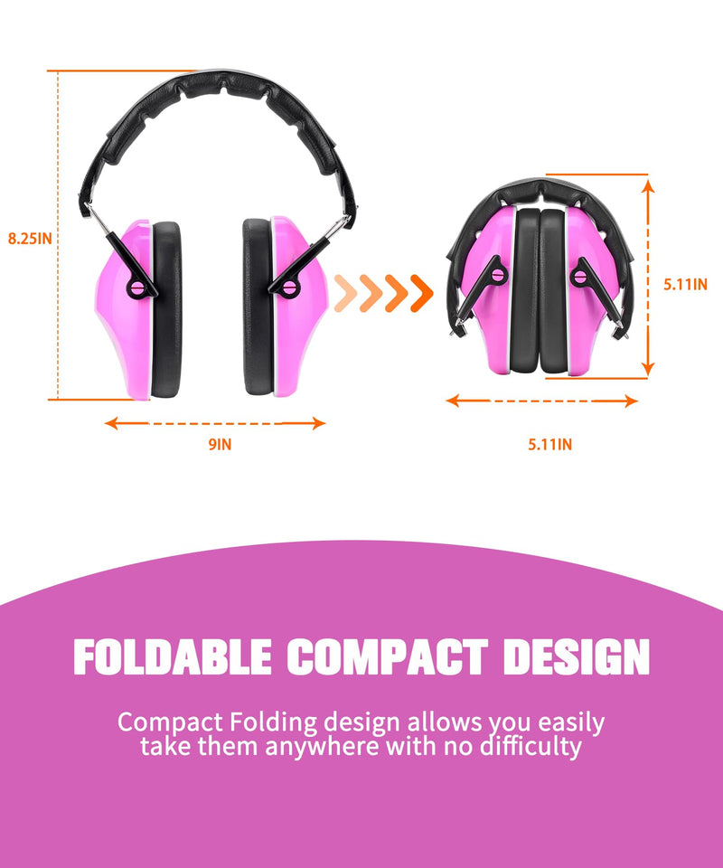 ZOHAN 032 Kids Noise Canceling Headphones - 25dB NRR Kids Ear Protection Earmuffs for School, Monster Jam, Fireworks, Travel, Air Show, Concert, Autism - Pink 1pack - Pink 1.0