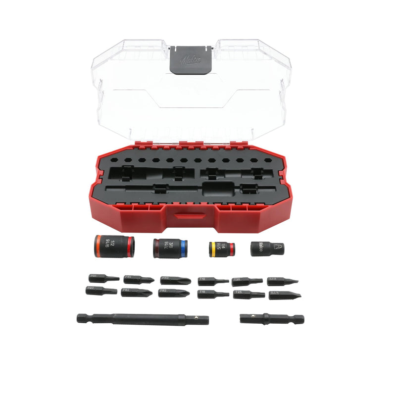 Malco KITCRB C-RHEX Socket Install Kit with Premium Case -Cleanable Reversible Hex Sizes (1/4"-9/16"), 2 Magnetic Shafts, 12 Impact-Rated Bits