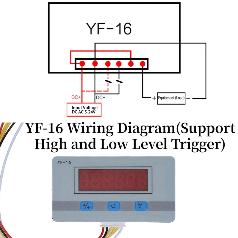Digital Display Counter Digital Counter 1‑999999 Times Auto Detection Tally 5‑24V YF‑16 for Industrial Control